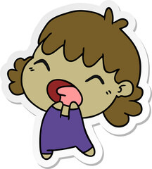 sticker cartoon of cute kawaii baby girl