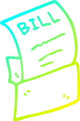cold gradient line drawing cartoon debt bill