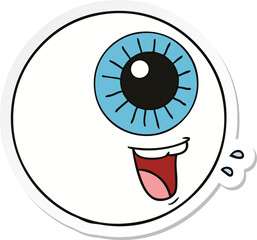 sticker of a cartoon eyeball laughing