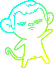 Obraz premium cold gradient line drawing cartoon monkey