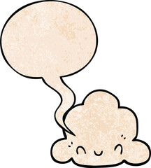 cartoon cloud and speech bubble in retro texture style