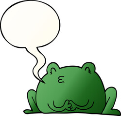cute cartoon frog and speech bubble in smooth gradient style