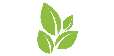 Eco Green Leaves Icon Isolated On White Background.