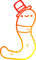 warm gradient line drawing cute cartoon worm