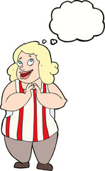 cartoon happy cook with thought bubble