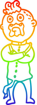rainbow gradient line drawing cartoon mad man