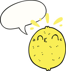 cute cartoon lemon and speech bubble