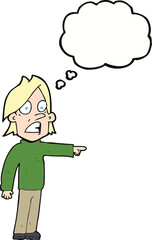 cartoon surprised man with thought bubble