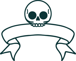 tattoo with banner of a skull