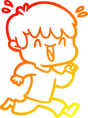 warm gradient line drawing cartoon laughing boy
