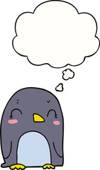 cartoon penguin and thought bubble