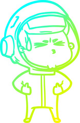 cold gradient line drawing cartoon stressed astronaut