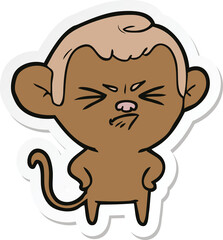sticker of a cartoon annoyed monkey