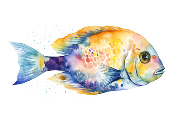 Watercolor illustration of a exotic fish