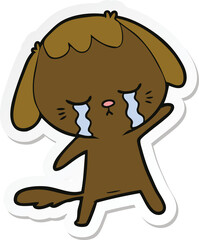 sticker of a cartoon crying dog