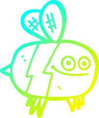 cold gradient line drawing cartoon bee