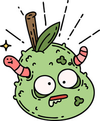 traditional tattoo style rotten pear