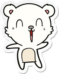 sticker of a happy cartoon polar bear