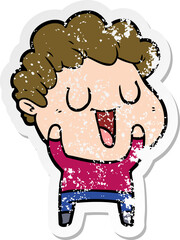 distressed sticker of a laughing cartoon man