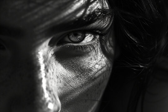 black-and-white composition of a face with eyes conveying deep sorrow, illustrating the emotional weight of losing one's zest for living