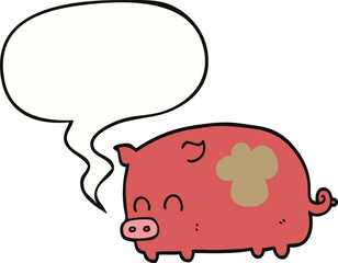 cute cartoon pig and speech bubble
