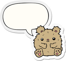 cute cartoon bear and speech bubble sticker