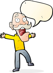 cartoon shocked old man with speech bubble