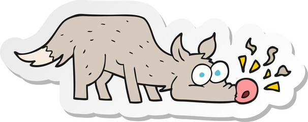 sticker of a cartoon dog sniffing