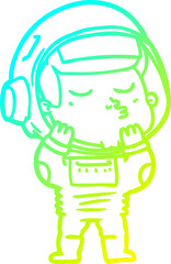 cold gradient line drawing cartoon confident astronaut
