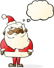 cartoon santa claus with thought bubble