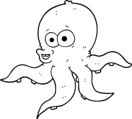 black and white cartoon octopus