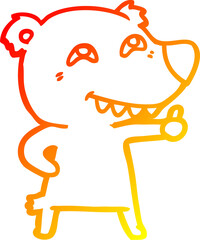 warm gradient line drawing cartoon polar bear giving thumbs up sign