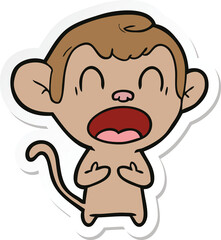 sticker of a shouting cartoon monkey