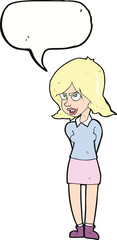 cartoon annoyed woman with speech bubble