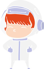 flat color style cartoon curious astronaut