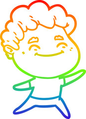 rainbow gradient line drawing cartoon friendly man