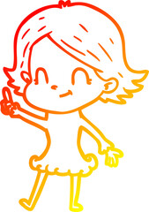 warm gradient line drawing cartoon friendly girl
