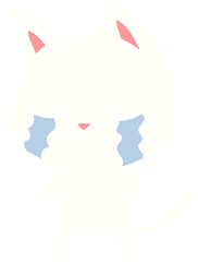 crying flat color style cartoon cat