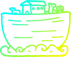 cold gradient line drawing cartoon noahs ark