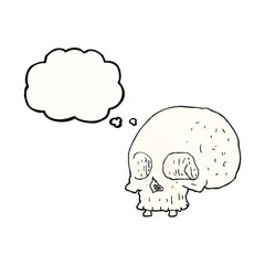 thought bubble textured cartoon old skull