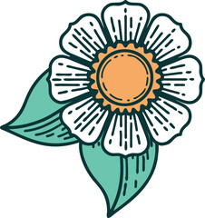 tattoo style icon of a flower