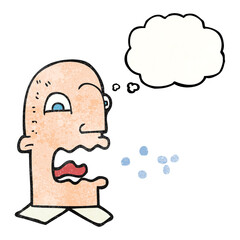 thought bubble textured cartoon burping man