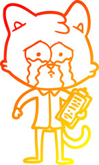 warm gradient line drawing cartoon cat