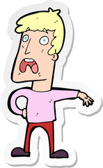sticker of a cartoon complaining man