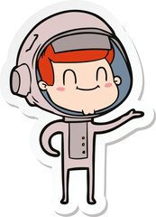 sticker of a happy cartoon astronaut
