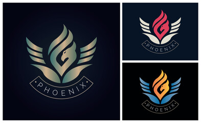 Fototapeta na wymiar phoenix bird wings fire logo design template for brand or company and other