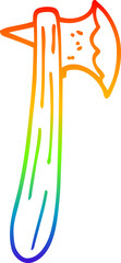 rainbow gradient line drawing cartoon axe