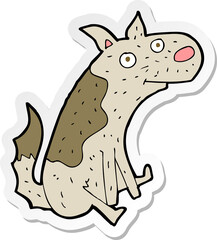 sticker of a cartoon sitting dog