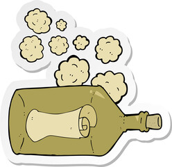 sticker of a cartoon letter in bottle