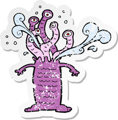 retro distressed sticker of a cartoon monster